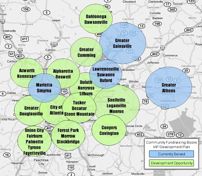 Areas that we serve with the Community Fundraising Coupon Book